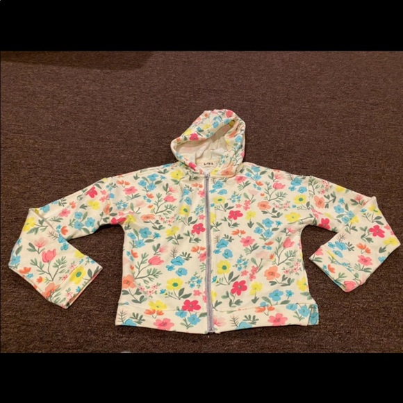 Big Girl's Kidpik Floral Spring Easter full Zip Up hooded Jacket Sz 12 L EUC! - Picture 1 of 2